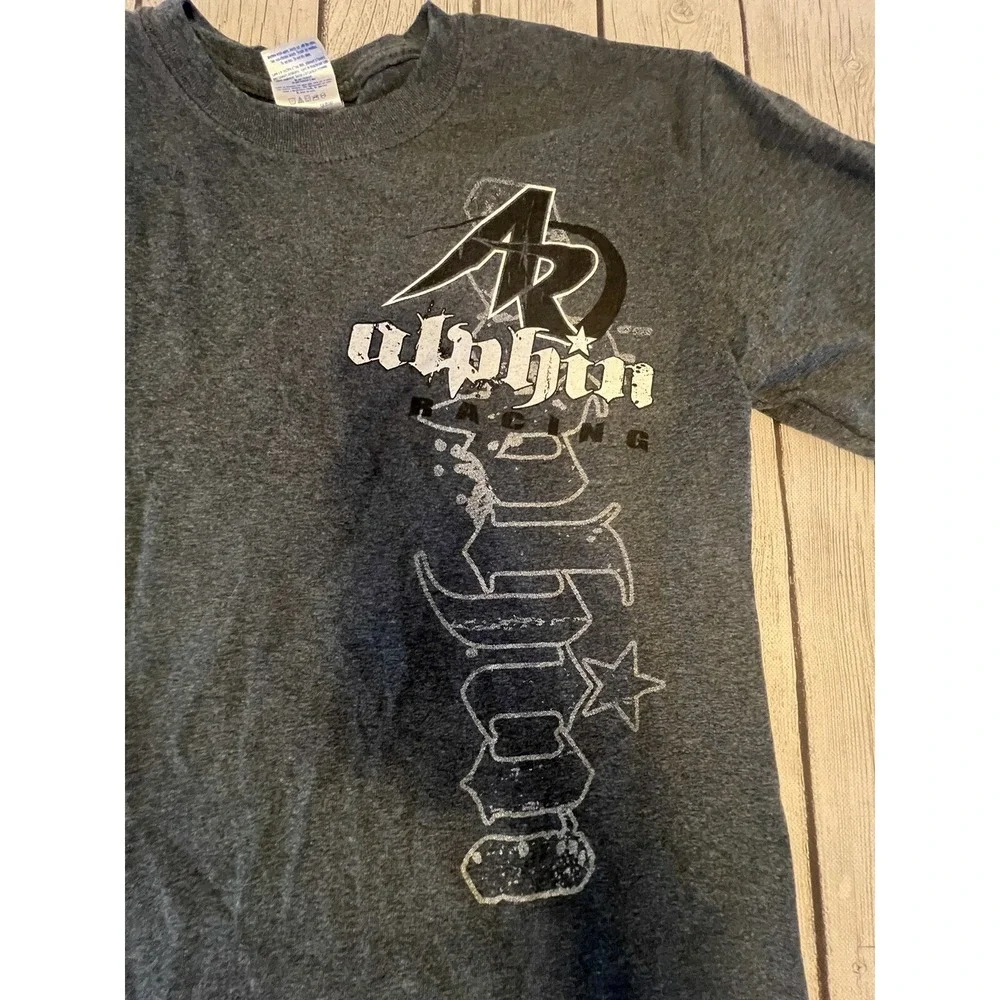 Vintage 90s Alphin Racing Blue Graphic T Shirt Adult Size Small - Picture 2 of 9